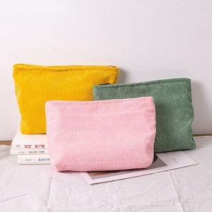 Cosmetic Bags Women Makeup Bag Corduroy Travel Beauty Case Organizer Toiletry Pouch Neceser Cosmetiquera Solid Color