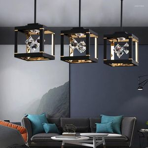 Hängslampor modern minimalistisk svart matsal ljuskrona rostfritt stål lyxig designkonststudie