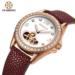 Armbanduhren Frauen Uhr Herzförmige Mode Lässig Diamant Automatische Mechanische Weibliche Charme Gold Roten Gürtel Relogio feminino