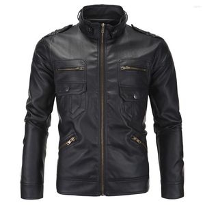 Men's Jackets Quality Autumn Winter Men's Leather Casual Fashion Stand Collar Motorcycle Jacket Men Slim Style For