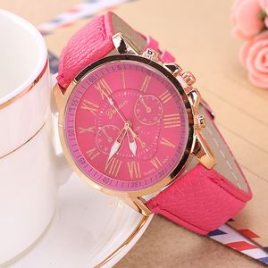 HBP Panie Watch Pink Candy Kolor Watches Fashion Quartz Speisure Business zegar skórzany pasek para