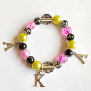 Strand Beaded Strands Hand Made Elastic Compound Color Greek Letters Fashion Bracelet Bangles For Women Jewelry