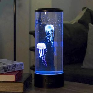 Night Lights LED Jellyfish Lamp Aquarium Bedside Atmosphere Mood Light Fancy Floating Cute Kawaii Christmas Gift For K K1Z8