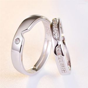 Bröllopsringar personligt rostfritt stålspår med kristallsmyckenälskare för flicka och pojke 2st/par