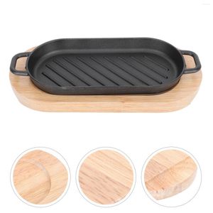 Plates Steak Plate Pan Grill Fajita Iron Cast Sizzling Skillet Bbq Teppanyaki Set Server Griddle Japanese Grilling Stovetop