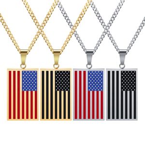 Hänge halsband flagga hängsmycken guld färg rostfritt stål usa amerikansk kedja för män/kvinnor gåva niba märke mode smycken