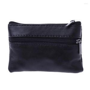 Storage Bags Soft Men Women Card Coin Key Holder Zip Leather Wallet Pouch Bag Purse Gift Drop