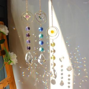 Garden Decorations Crystal Wind Chimes Round Square Metal Hanging Prisms Light Catcher Ornament Window Curtain Jewelry Pendant Decor