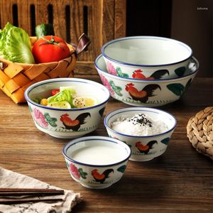 Bowls Ramen Bowl Chinese Retro Rooster Home El Chicken Milk Dessert Instant Noodle Salad