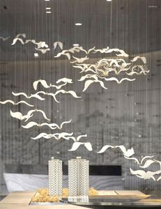 Candeliers lideram o lustre de lâmpada leve Birds Birds Lighting Art Shop Decoração Escritório de vendas El Table Duplex Road Designer Hanging Lamps