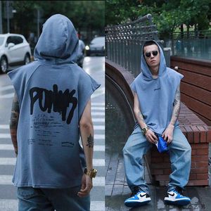 Men's Tank Tops Fashion Clothing Bodybuilding Muscle Guys Fitness Men Women Hooded Top Vest Sportswear Cotton Sleeveless Shirt Hoodie