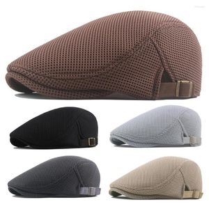 Berets Stable Beret Hat Attractive Exquisite Edging Polyester Solid Color Adjustable Men Cap