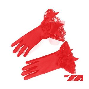 Five Fingers Gloves White Black Red Beige Short Wedding Women Elegant Lace Glove For Bridal Accessories 1 Pair Drop Delivery Fashion Otji0