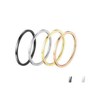 Pierścienie opaski 1 mm stal nierdzewna dla mężczyzn lub kobiet prosta para para wysokiej polerowania krawędzie pierścień stylowe wyrafinowane tytanowe dhqsk
