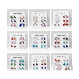 Arts And Crafts 6 Paia/Set Orecchini Donna Irregar Mini Natural Chip Stone Stud Per Donne Ragazza Settimana Tema Matrimonio Moda Gioielli D Dhduc