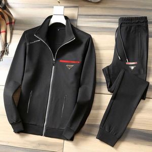 Herrsp￥rsdr￤kter Designer Autumn Sports Suit Men Women Zipper Jacket Casual Trouser Suits Fashion Triangle Stand Collar Tracksuit 69We