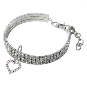 Dog Collars Stretchable Exquisite Elastic Bling Rhinestone Pet Cat Party Crystal Collar Jewelry Outdoor Walking Necklace Heart Pendant