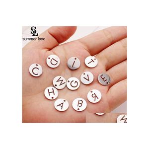 Charms High Quality Stainelss Steel 26 Intial Letter Small Pendant Charm For Bracelet Necklace Sier Alphabet Diy Jewelry Making Drop Dhhng