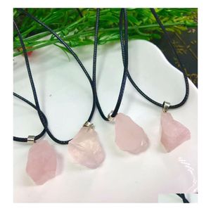 Colares pendentes Irregar natural rosa cura rosa rosa quartzo de cristal colar geme countle jóias jóias entrega pingentes de pingentes dhvsn