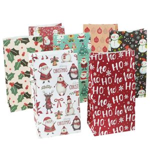 Decorações de Natal 10pcs Kraft Paper Candy Cookie Bag Papai Noel Snowman Snow Snow Packing Bags de embalagem de natal Navidad Ano de decoração de festas Supplies.Christ