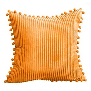 Pillow Throw Cover Practical Modern Striped Tassel Ball Square Case For Living Room