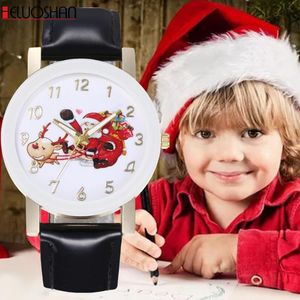 腕時計のクリスマスパターン女性カジュアルウォッチレザーラグジュアリーウォッチ女性クォーツ腕時計女性時計時間ブラックギフト#D