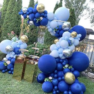 Parti dekorasyonu asil koyu mavi macaron balonlar çelenkler gümüş altın balon kemeri doğum günü bebek duş yıldönümü dekor