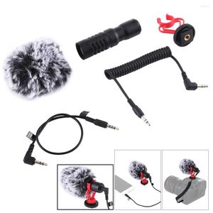 Microfones Universal Mini Microphone With Windproect Cover Sheild Mic Cold Shoe Mount Holder For Mobile Phones DSLR Hero Cameras