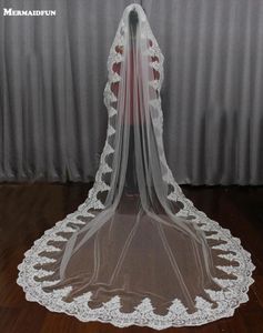 Bridal Veils 2023 Real Pos 3 Meters Lace Edge One Layer Long Cathedral Wedding Veil With Comb Veu De Noiva