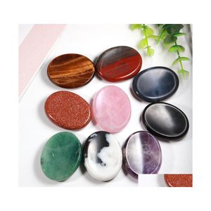 Stone Worry Thumb Gemstone Artware Natural Rose Quartz Healing Crystal Therapy Trattamento Reiki Minerali spirituali Mas Palm Gem Drop Dh5Fl