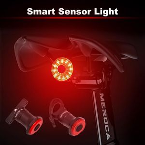 Luci per bici Luce posteriore per bicicletta Freno automatico Sensore intelligente Coda ricaricabile Lampada LED Fanale posteriore MTB Accessori per ciclismo