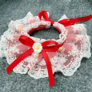 Abbigliamento per cani Pet Bavaglino Collana Cravatta Margherita Pizzo Bowknot Gatto Fazzoletto Collare Sciarpa Fiocchi adorabili Accessori per toelettatura cuccioli