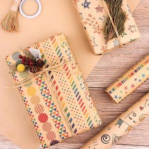 Gift Wrap Solid och strukturerat Kraft Paper Wrapping Musical Note Birthday Diy Set Decor Supplies Cartoon Mönster