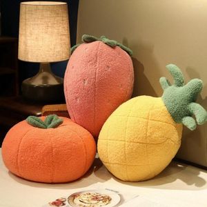 Cuscino tiro carino forma di frutta morbido colore brillante ananas fragola arancione peluche bambola giocattolo per dormitorio