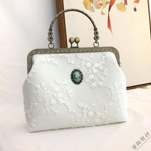 Evening Bags Chinese Antique Handbag Soft Leather Women Bag Retro Solid Color Ladies Baguette Fashion Design Shoulder Underarm