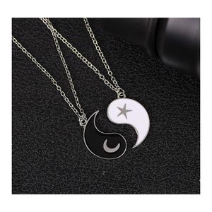 Colares pendentes 2pc emparelhado moda taichi yinyang combinando casais de casal colar sun estrela lua amiga bff amizade pescoço de dhyok