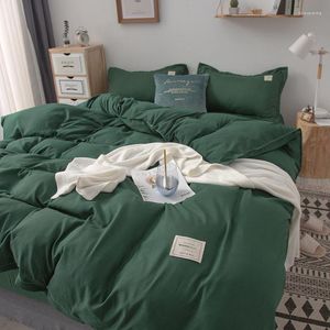 Bedding Sets Green Green Green Quilt Tampa média Cama de casal - Lavado Grande 200x230 Conjunto de cores sólidas de 4 com fechamento de zip