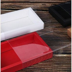 Gift Wrap 20pcs Kraft Paper Drawer Boxes With Clear PVC Sleeve Blank DIY Handmade Soap Box Candy Favor Packaging Wedding Party