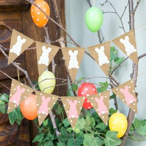 Party Decoration 2sts Easter Pennant Flag Banner Rustic for Celebration Decor