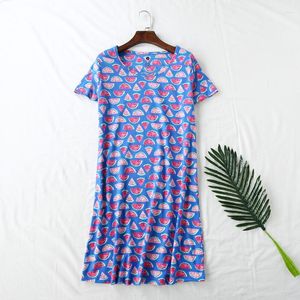 Abbigliamento per il sonno femminile 2023 Summer Women Casual Cartoon Dress Drenged Ladies Cotton Nightgown Short Sleeve Sleepshirt 3xl Plus size abiti da casa