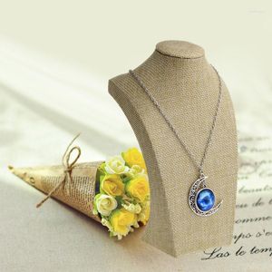 Jewelry Pouches Linen Mannequin Bust Necklace Pendant Neck Model Display Stand Holder