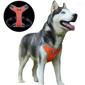 Hundkrage Harness Vest Justerbar reflekterande andningsbara nätsele för medelstora bröstband husky alaskan husdjurstillbehör