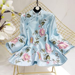Ethnic Clothing Elegant Embroidery Women Cheongsam Top Classic Chinese Style Evening Party Ladies Tang Suit Sexy Plus Size Autumn Daily Coat