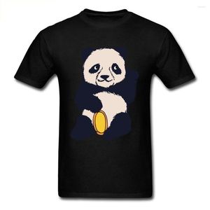 Męskie koszulki Lucky Panda Cotton Men krótkie rękawy TEES TEES GEEK LETNE T-shirty Koszulka odzieżowa Wysokie okrągły kołnierz