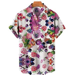 Mäns avslappnade skjortor 3d sommartryck fruktmönster korta ärmar unisex lös mode semester strand topp hawaiian skjorta 5xlmen's