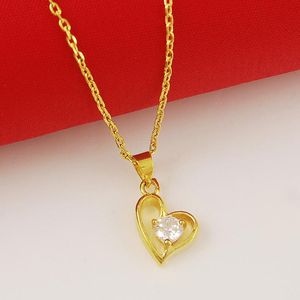 Hänge halsband 24k guld halsband plätering färg hjärtform kristall för kvinnor bröllop fest smycken gåva