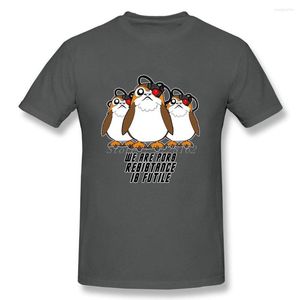 Męskie koszule zabawne kreskówki tee męskie czarne xs-3xl plus size camisetas design porg koszula dla dorosłych lato bawełny okrągły druk szyi