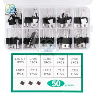 10Values 50PCS LM317T L7805 L7806 L7808 L7809 L7810 L7812 L7815 L7818 L7824 Transistor Assortment Kit Voltage Regulator Box