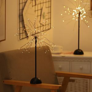 Lampade da tavolo 100 LED Batteria Flash Filo di rame Luce notturna Albero di fuoco di Natale Lampada da tavolo USB per vacanze domestiche Decorazione per bambini al coperto Fata