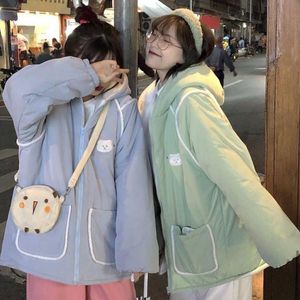 女性のダウンパーカスの女性パッド入りジャケット冬2023年学生韓国の肥厚コート香港スタイルのゆるいフード付き厚い暖かい暖かい